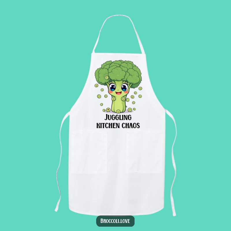 Funny Broccoli Juggling Peas Apron - Kitchen Fun & Protection