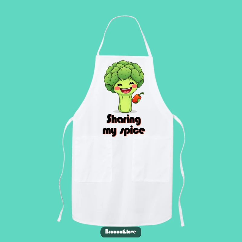 Funny Grinning Broccoli & Pepper Apron - Share Veggie Joy