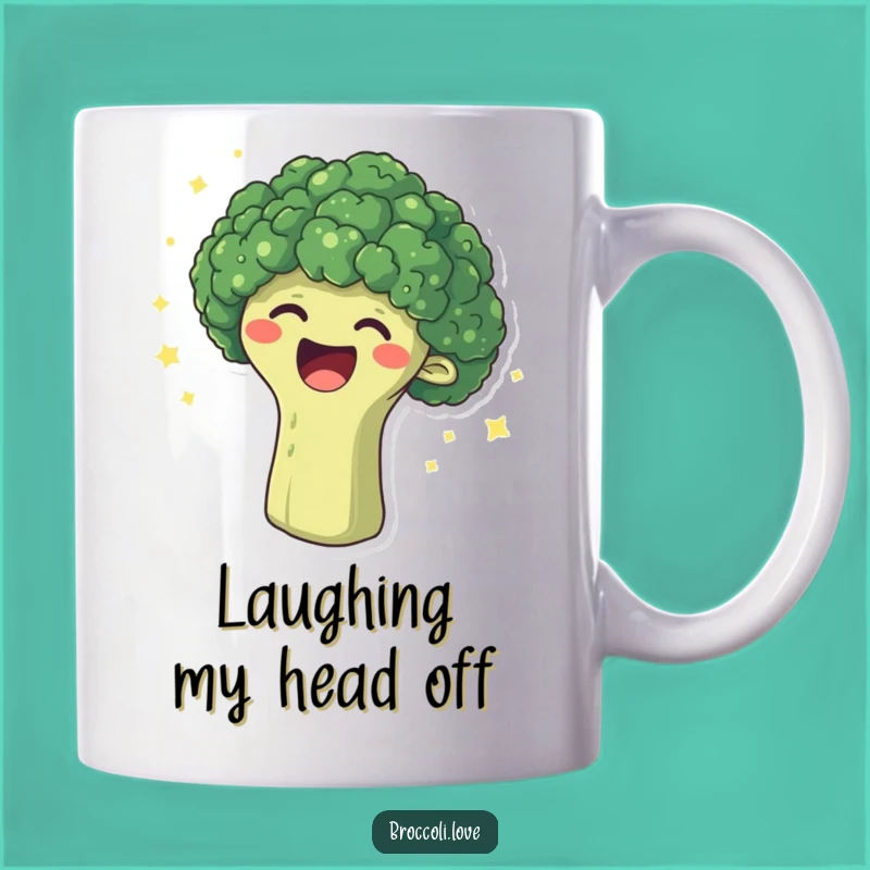 Funny Laughing Broccoli Mug - Bursting with Joyful Veggie Humor