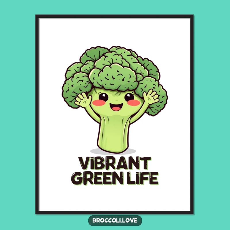 Broccoli's Cheerful Wave Digital Art: Instant Joy for Your Walls