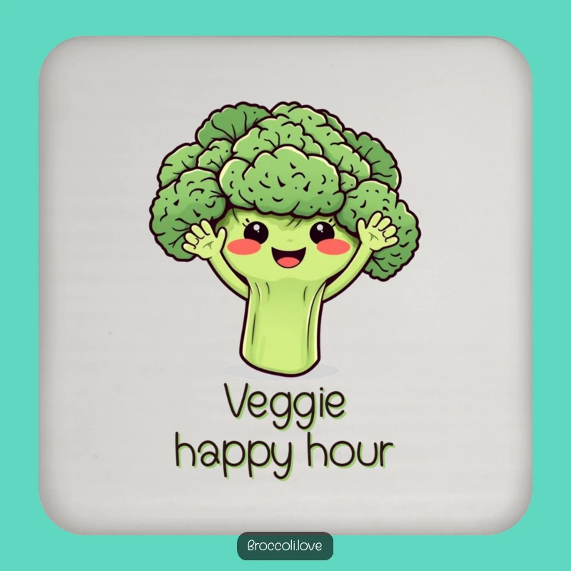 Funny Broccoli's Wave Coaster: Protect Surfaces with Veggie Smiles