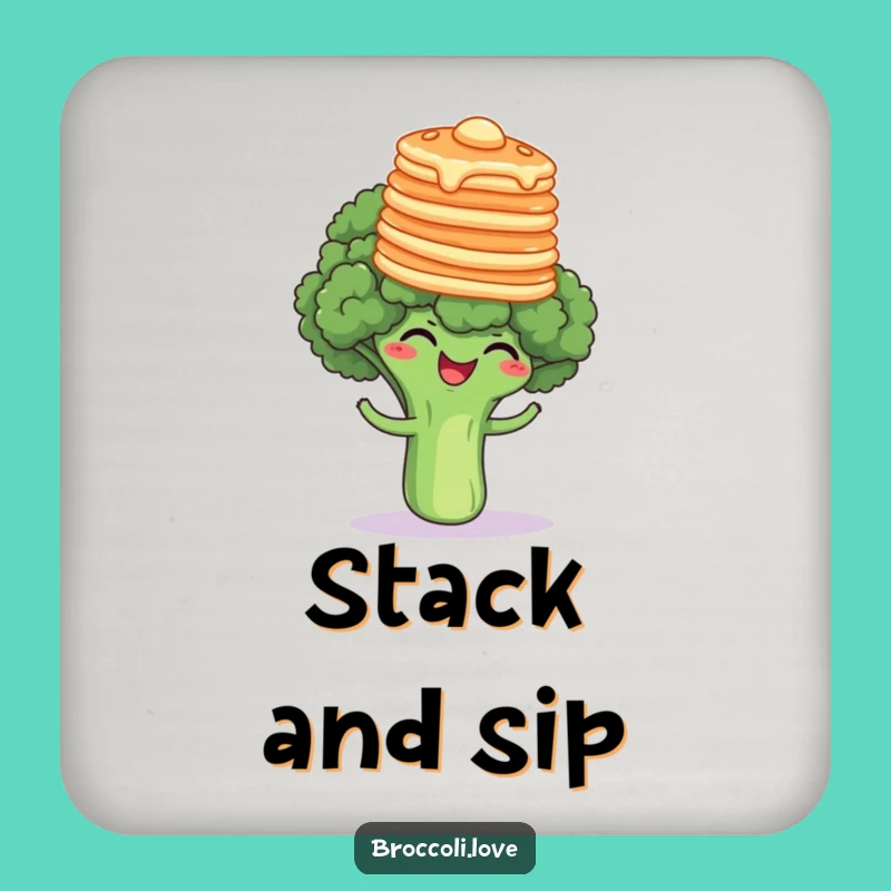 Funny Pancake Broccoli Giggle Coaster - Hilarious Breakfast Table Gift