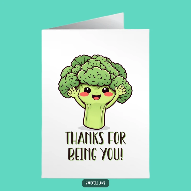 Free Printable Thank You Card: Broccoli's Grateful Wave - Funny Downloadable Gift